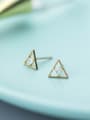 thumb Shimmering Gold Plated Triangle Shaped S925 Silver Stud Earrings 0