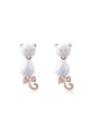 thumb Lovely White Cat Shaped Enamel Stud Earrings 0