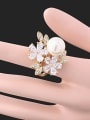 thumb Fashion Zircon-studded Flowers Artificial Pearl Copper Ring 2