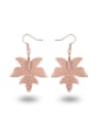 thumb Elegant Rose Gold Plated Natural Leaf Drop Earrings 0