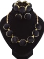 thumb Fashion Semicircle Black Suede Alloy Three Pieces Jewelry Set 0