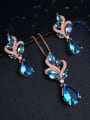 thumb Copper With  Glass stone Trendy Water Drop 2 Piece Jewelry Set 3