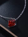 thumb Exquisite Square Shaped Red Glass Stone Pendant 3