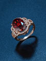 thumb Fashion Oval Red Zircon Rose Gold Plated Copper Ring 2