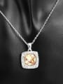 thumb White Gold Square Shaped Austria Crystal Necklace 1