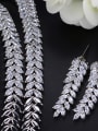 thumb Leaves-shape Zircon Two Pieces Jewelry Set 2