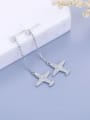 thumb Personalized Tiny Zirconias Plane 925 Silver Drop Earrings 0