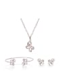 thumb Alloy White Gold Plated Simple style Rhinestone Butterfly Three Pieces Jewelry Set 0