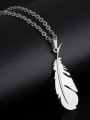 thumb Simple Feather Titanium Smooth Necklace 1