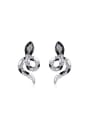 thumb Personality Platinum Plated Snake Shaped Crystal Stud Earrings 0