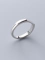 thumb 925 Sterling Silver With Platinum Plated Simplistic Smooth Geometric Band Rings 1