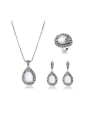 thumb Alloy Antique Silver Plated Fashion Artificial Stones Water Drop shaped Three Pieces Jewelry Set 0