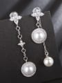 thumb Micro-inlaid zircon  imitation pearl asymmetrical earrings 1