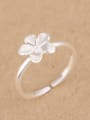 thumb Simple Flower Silver Opening Midi Ring 1