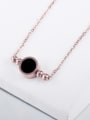 thumb Personality Woman 18K Rose Gold Black Round Shaped Titanium Necklace 3