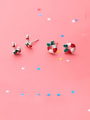 thumb 925 Sterling Silver With Platinum Plated Cute Christmas Candy Stud Earrings 0