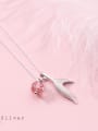 thumb S925 Silver Necklace female wind sweet pink pink strawberry Crystal Cute Mermaid tail Pendant Necklace D4282 2