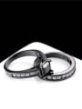 thumb Luxury Black Gun Plated Square Shaped Zircon Ring Set 2