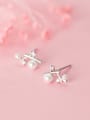 thumb 925 Sterling Silver With  Artificial Pearl  Personality Irregular Stud Earrings 0
