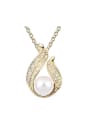 thumb Champagne Gold Plated Imitation Pearl Tiny Crystals-covered Alloy Necklace 0