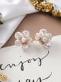 thumb Alloy With Gold Plated Fashion Flower  Imitation Pearl Stud Earrings 1