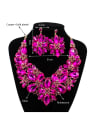 thumb 2018 Exaggerated Flower Glass Rhinestones Two Pieces Jewelry Set 3