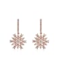 thumb Copper With Cubic Zirconia Simplistic Flower Drop Earrings 2
