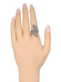 thumb Personalized Retro style Leaves Grey Rhinestones Alloy Ring 1