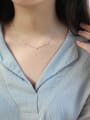 thumb Simple Tiny Zircon-studded Triangles Silver Necklace 1