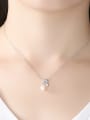 thumb Sterling silver natural freshwater pearl AAA zricon necklace 1