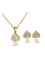 thumb High Quality 18K Gold Plated Heart Shaped Zircon Two Pieces Jewelry Set 0