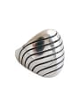 thumb 925 Sterling Silver With Platinum Plated Vintage Geometric Rhombus Stripes Free Size  Rings 0