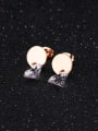 thumb Simple Cubic Zircon Rose Gold Plated Stud Earrings 2