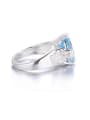 thumb Platinum Plated Sapphire Gemstone Zircon Ring 1