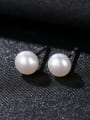 thumb Pure Silver 6mm natural freshwater pearl studs earring 0
