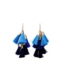 thumb Multi-layer Blue and Black Tassel Drop Chandelier earring 0