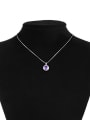 thumb Purple Stone 925 Silver Round Shaped Necklace 2