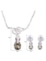 thumb 2018 Alloy White Gold Plated Fashion Artificial Stones Two Pieces Jewelry Set 3