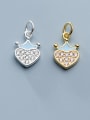 thumb 925 Sterling Silver With Cubic Zirconia  Simplistic Heart Charms 0