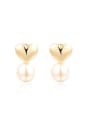 thumb Exquisite 18K Gold Heart Shaped Pearl Drop Earrings 0