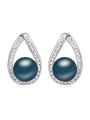 thumb Simple Water Drop Imitation Pearl Shiny Crystal-covered Stud Earrings 0