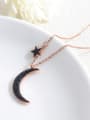 thumb Stainless Steel With black Rhinestone Trendy Moon star Necklaces 1
