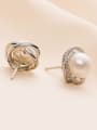 thumb Freshwater Pearl Hollow Flower-shaped stud Earring 2