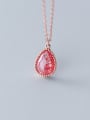thumb 925 Sterling Silver With  Ruby Simplistic Water Drop Necklaces 3