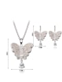 thumb Alloy White Gold Plated Fashion Rhinestone Butterfly Two Pieces Jewelry Set 2