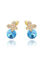 thumb Elegant Blue Austria Crystal Bowknot Shaped Drop Earrings 0
