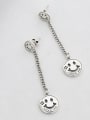 thumb Vintage Sterling Silver With Platinum Plated Simplistic Face Drop Earrings 4