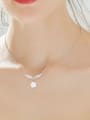 thumb Fashion White Crystal Bead Zircon Silver Necklace 1