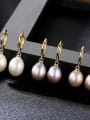 thumb Pure silver 10-11mm natural pearl gold ear buckle 2