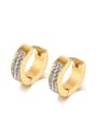 thumb Exquisite Gold Plated Geometric Rhinestone Rhinestones Clip Earrings 0